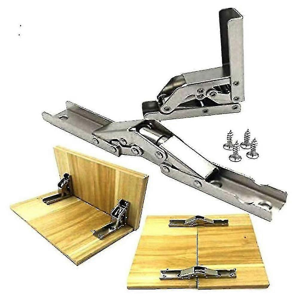 2 قطع الفولاذ المقاوم للصدأ 90 درجة للطي الجرف المفصلي إخفاء قوس الجدول دعم اكسسوارات الأثاث المفصلي رفوف قابلة للطي - فضي U