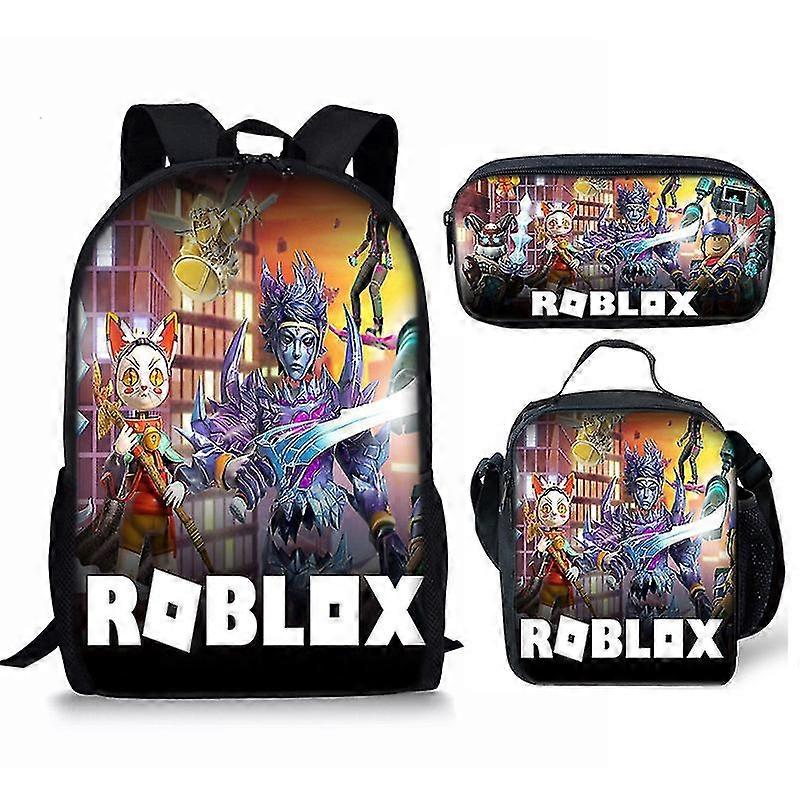 حقيبة مدرسية مطبوعة من Roblox حقيبة ظهر للأطفال أو حقيبة أو حقيبة قلم أو 3 قطع للأطفال - أ