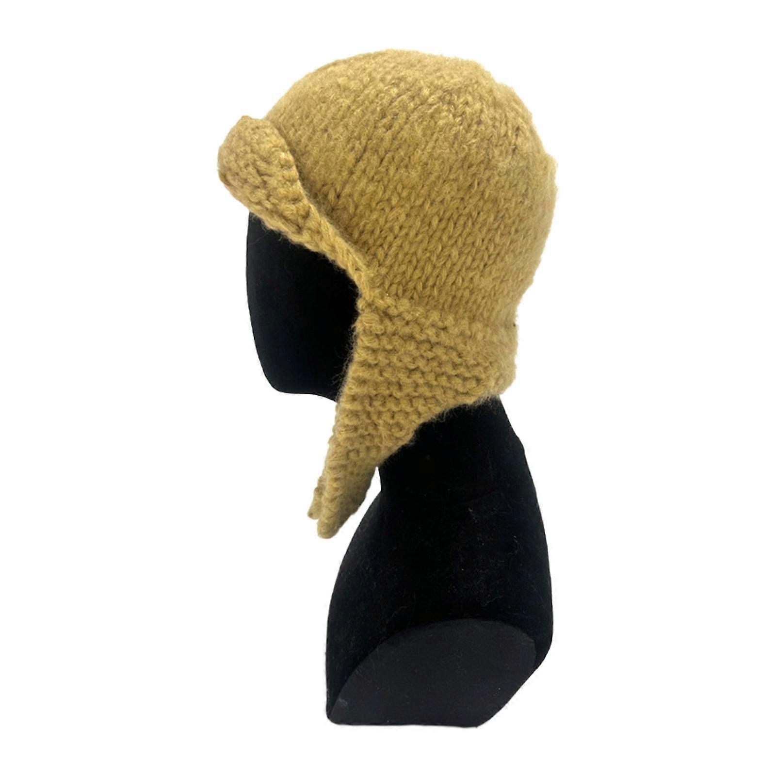 Russian Bomber Hat Knitted Trapper Hat Earflap Beanie Windproof Trapper Cap