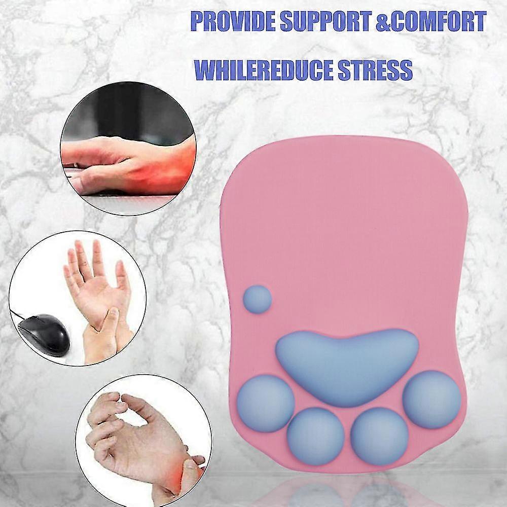 Cat Paw Mouse Pad With Wrist Support Cushion Soft Silicone Wrist Rests Ergonomic Cute Mouse Pad