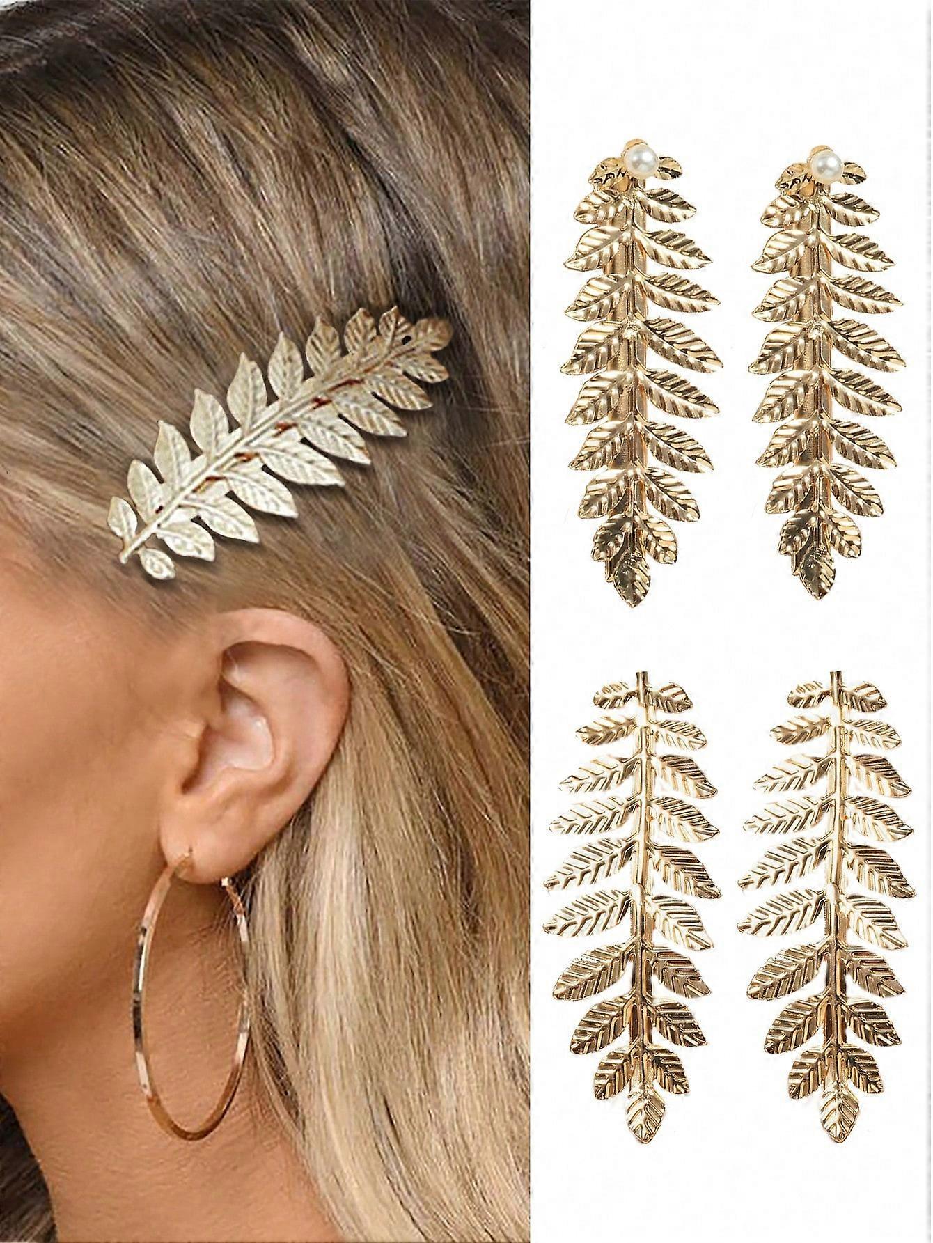 Metallilehtiset hiusklipsit, monipuoliset lehtimaiset otsatukkaklipsit, metsätyyliset hiustarvikkeet