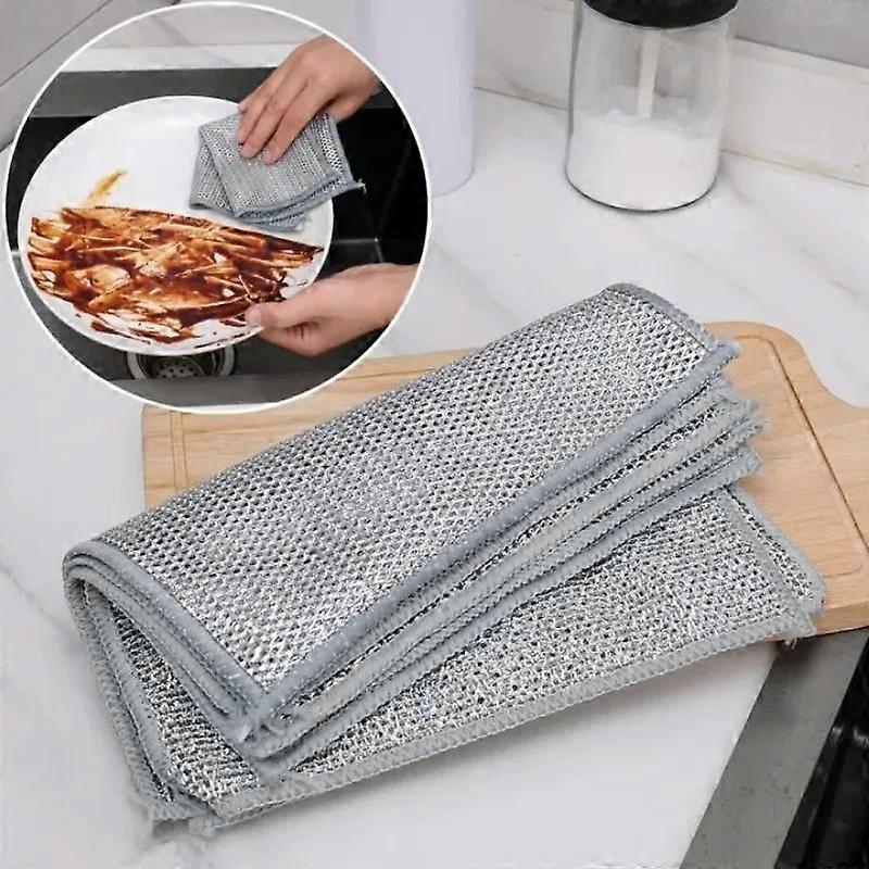 Magic Cleaning Cloth Metal Silver Wire Rags Kitchen Dish Pot Wash Dishing Cloths Towel Clean Tools
