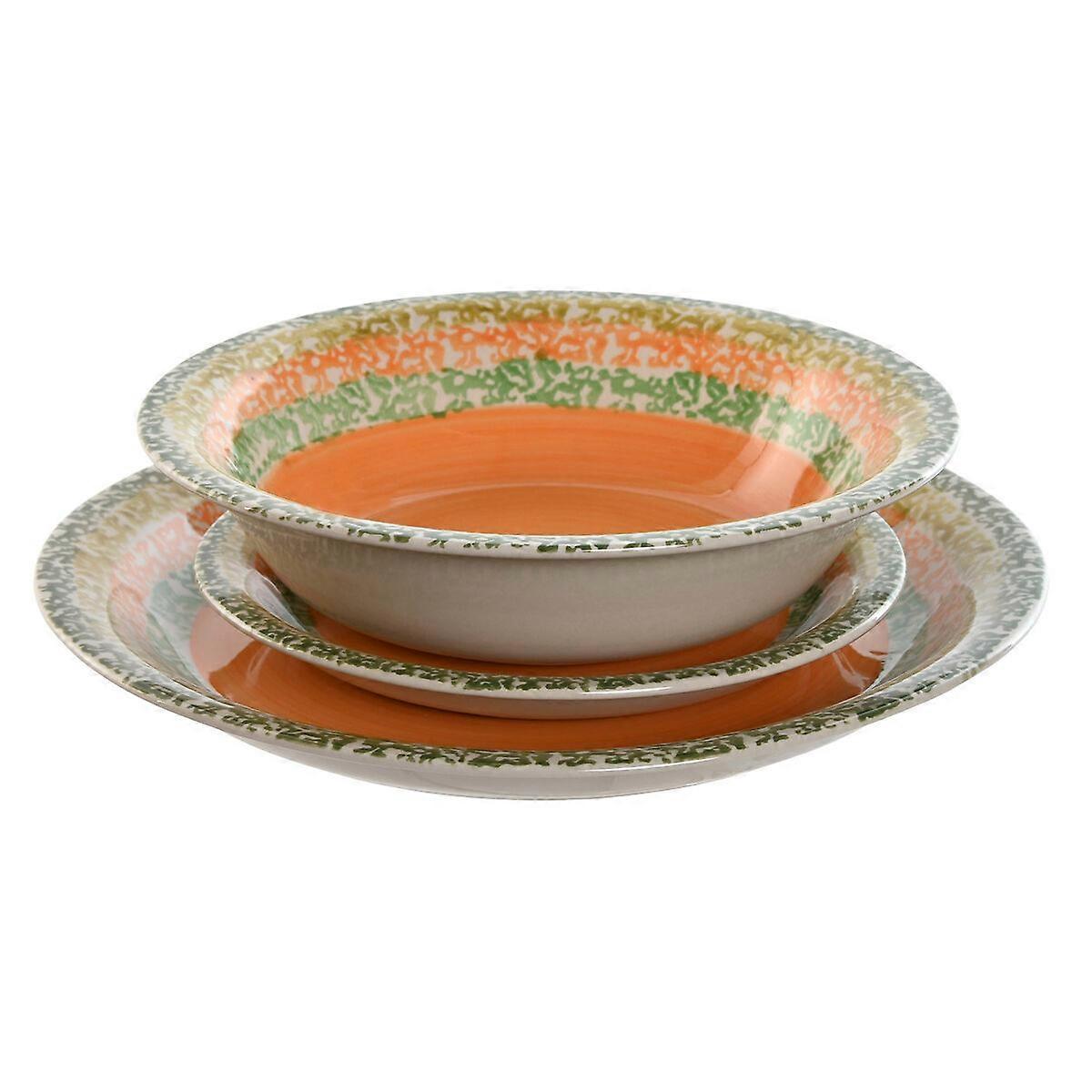 Vaisselle Home ESPRIT Grès orange 27 x 27 x 2 cm 18 pièces