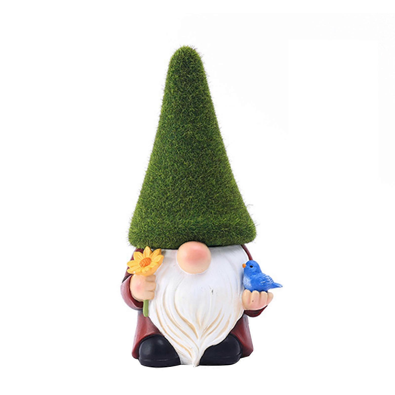 Resin Faceless Gnome Doll Figurines Garden Pygmy Flower Holding Handicraft Miniatures Home Garden Outdoor Decorations Red