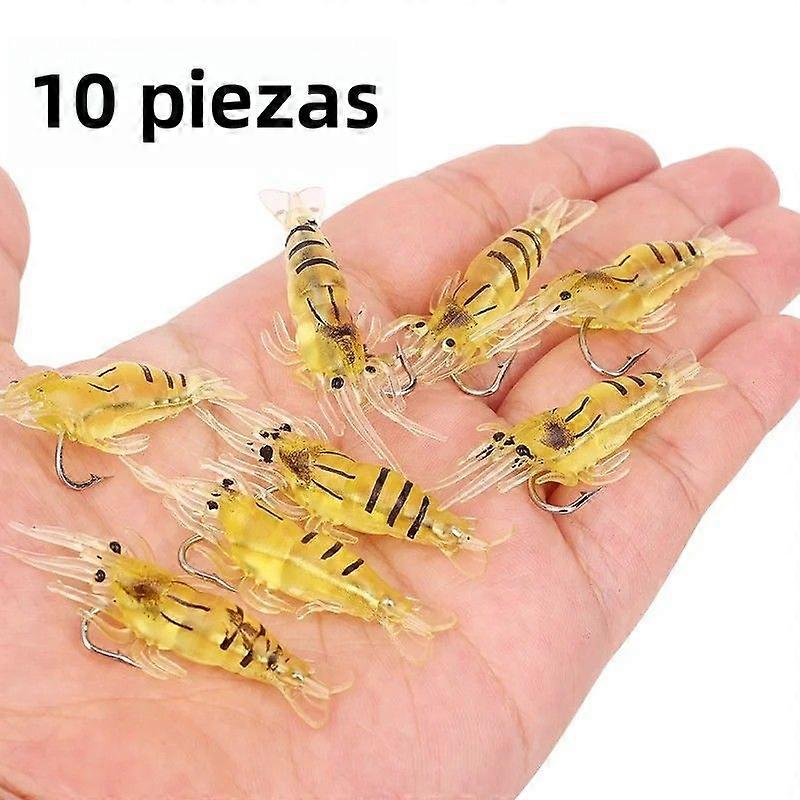 Luya Luminous Grass Shrimp Biomimetic Bait 4cm 10pcs Artificial Bait With Single Hook Sea Fishing Tool