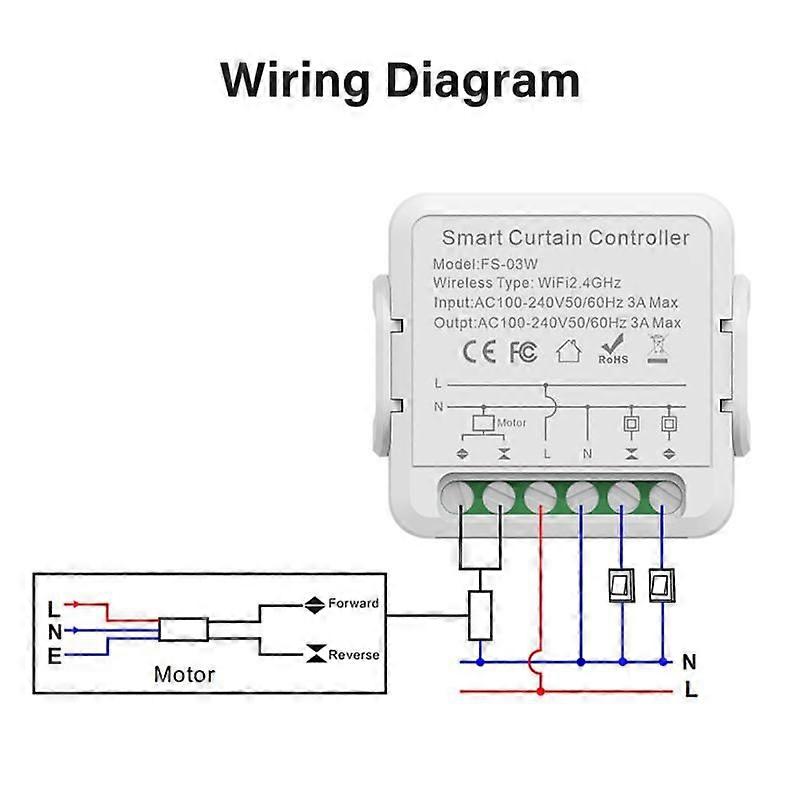 Aubess Tuya WiFi Smart Life Smart Curtain Switch für Rollladen-Rollladenmotor Rolltore