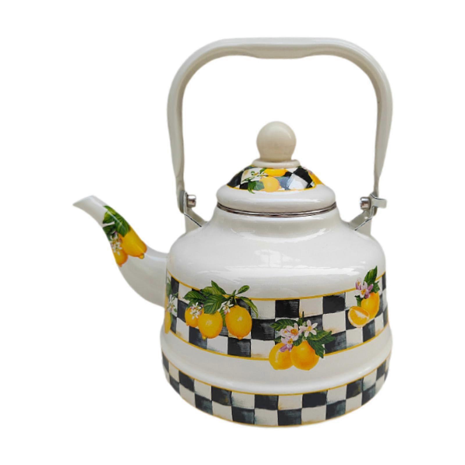 Creative Enamel Tea Kettle, Water Pitcher Heat Resistant Multiuse Lemon Enamel