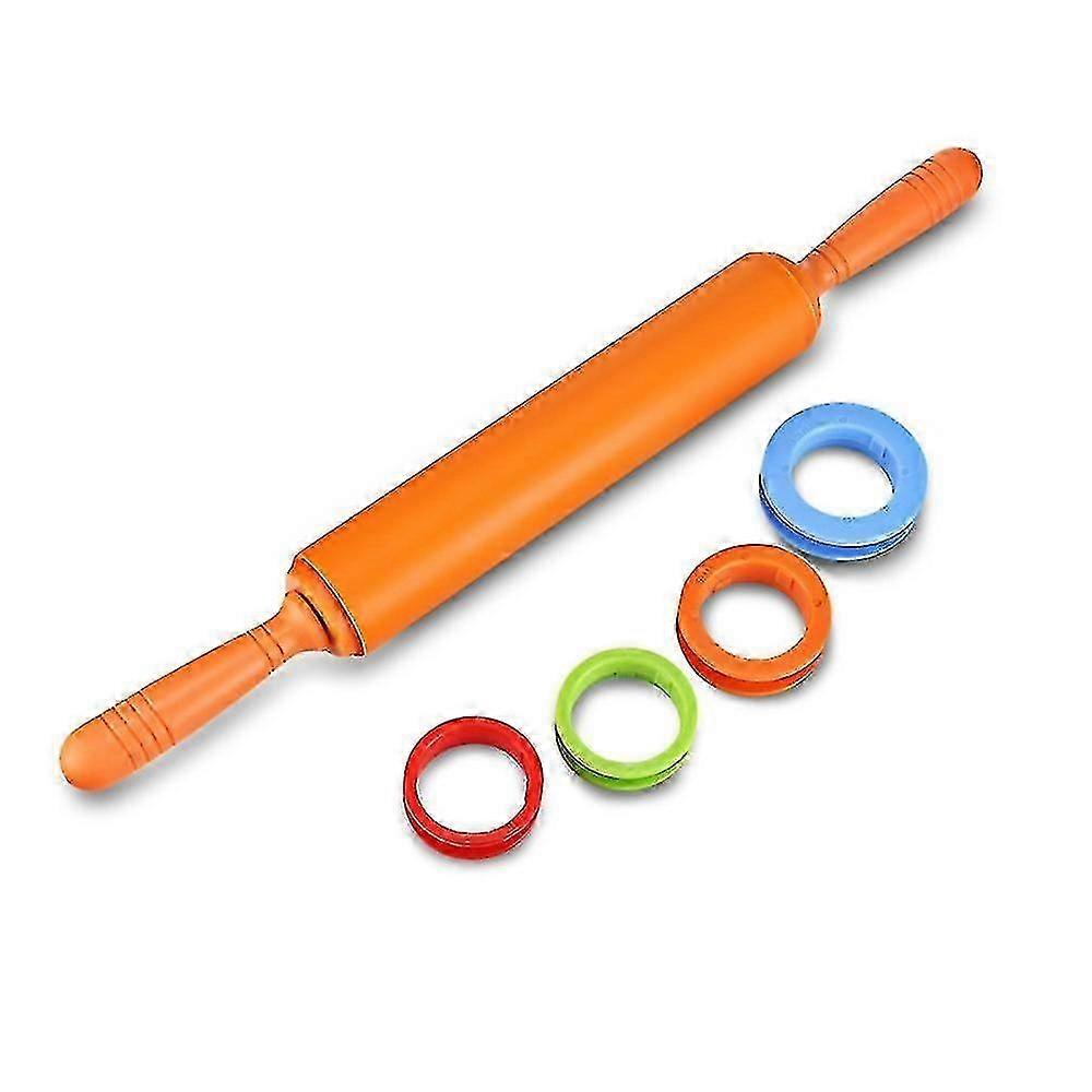 Adjustable Thickness Non-stick Silicone Rolling Pin for Dough Rolling