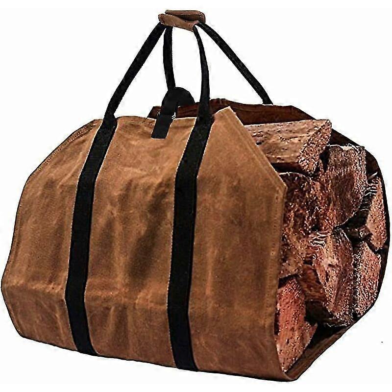 Canvas Ficompatible Log Bag, Wood Transport Storage Bag, Log Baskets Firewood Baskets Solid Waterproof Canvas, Log Holder With Handles compatible Wood