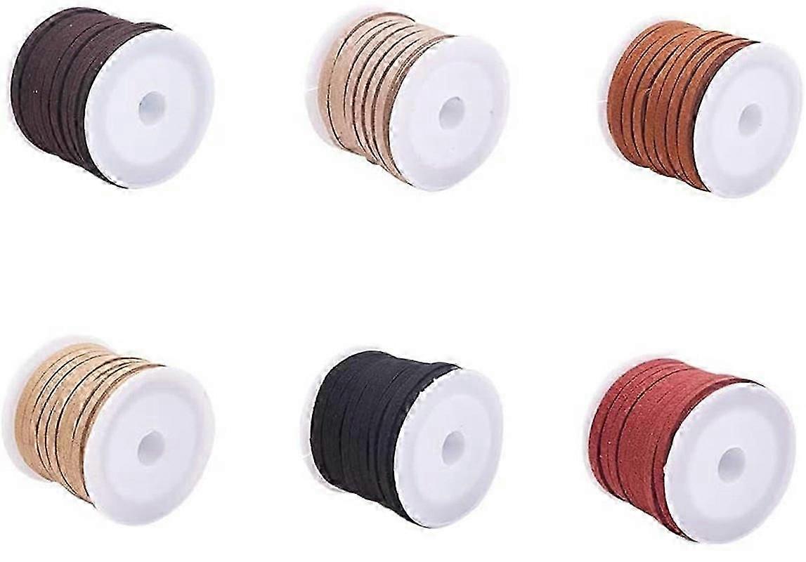6 rouleaux en cuir daim cordon en cuir daim cordon bricolage bijoux artisanat (4 mm x 1,5 mm x 5 m)