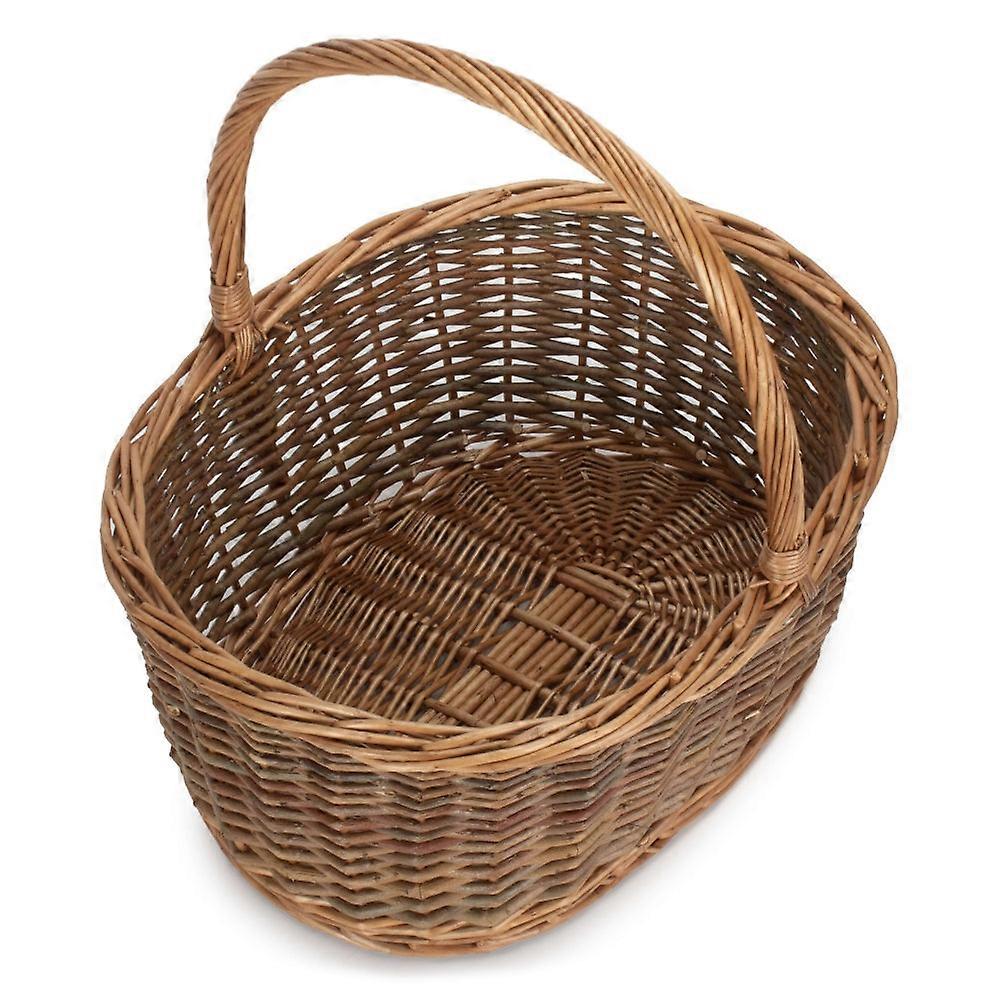 Oval Unpeeled Willow Shopping Basket