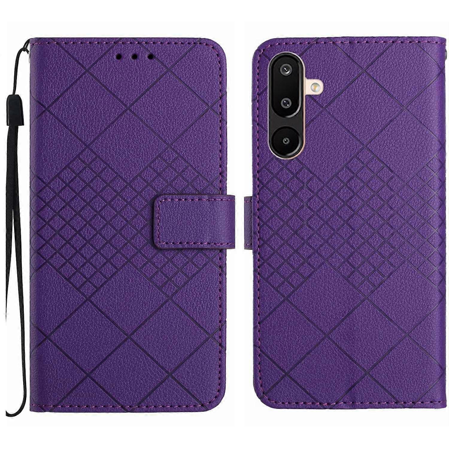 Rhombic Grid Texture Leather Phone Case