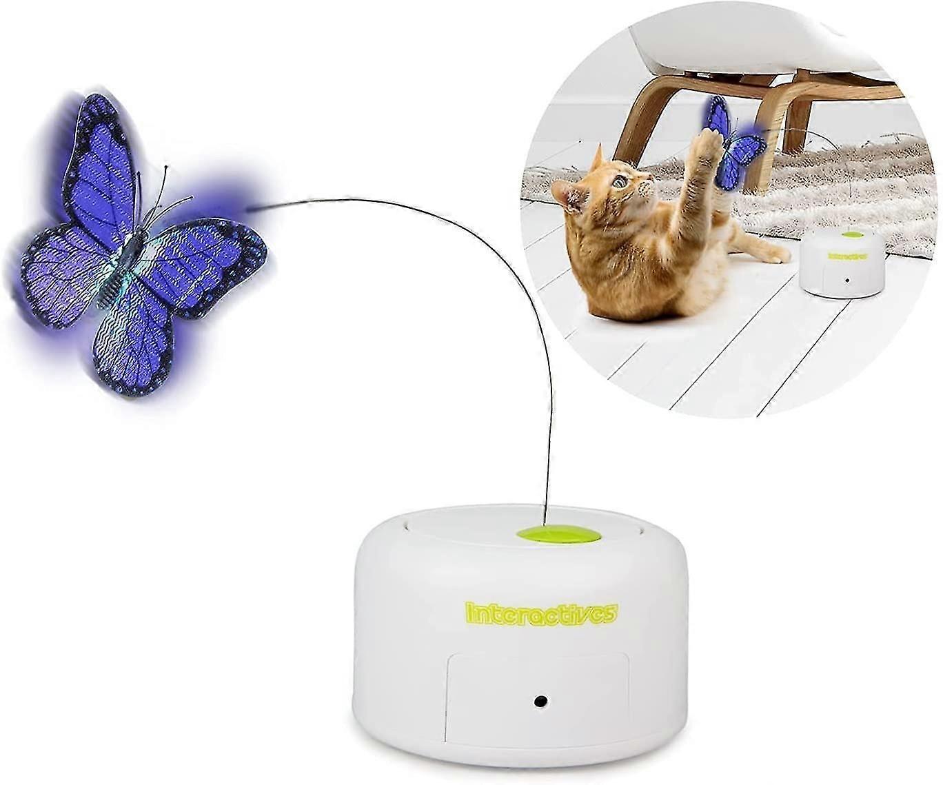 Interactive Butterfly Motion-Activated Cat Toy, Flutter Bug Wand