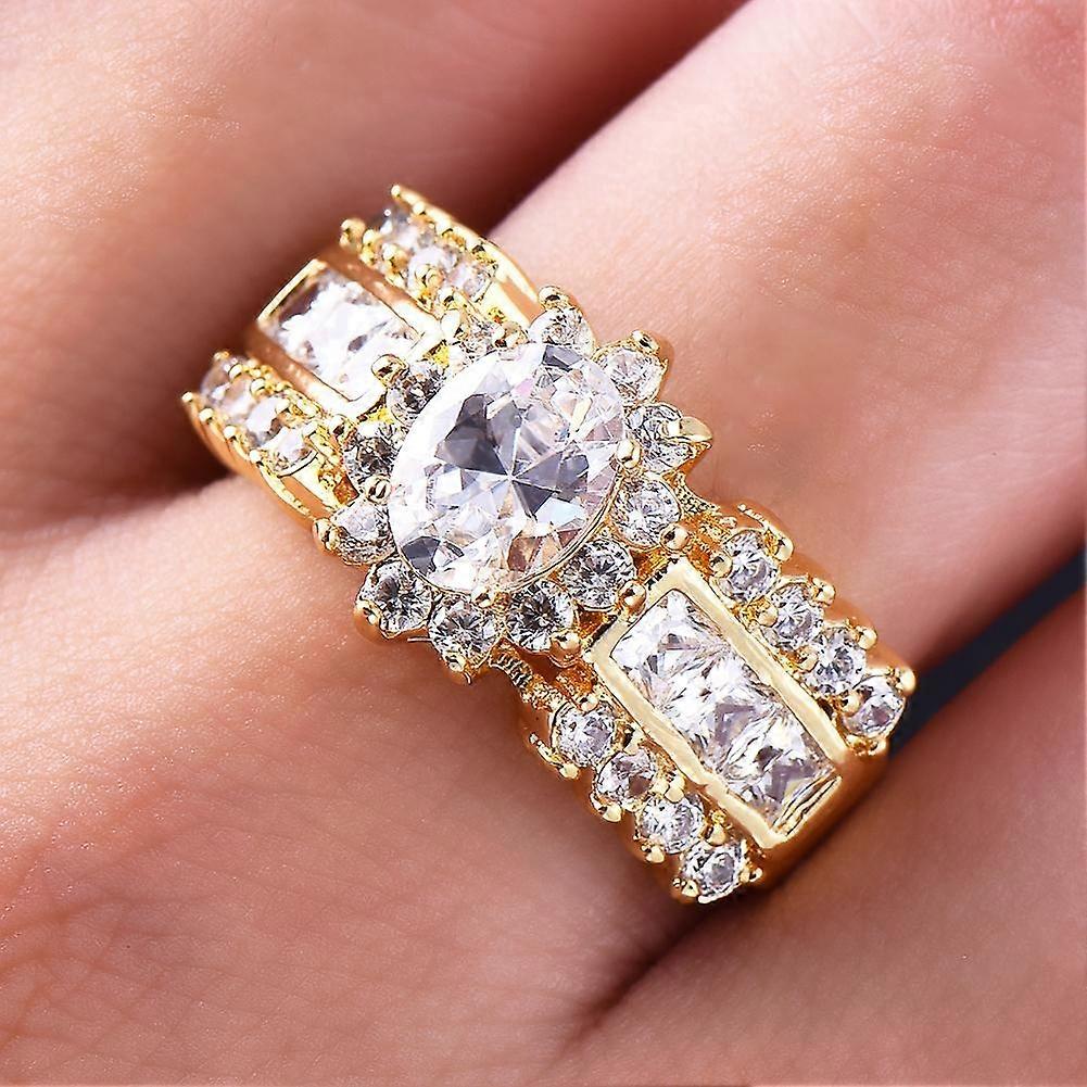 1 db arany színű ovális vágású fehér piros lila kő karom gyűrűk nőknek luxus divat hercegnő gyűrű parti finom ékszerek