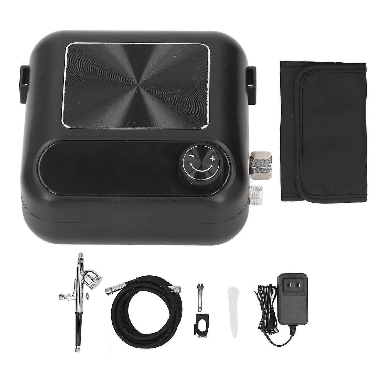 Mini Airbrush Kit Multifunctional Knob Stepless Control Quiet Compressor Airbrush Gun Set US Plug