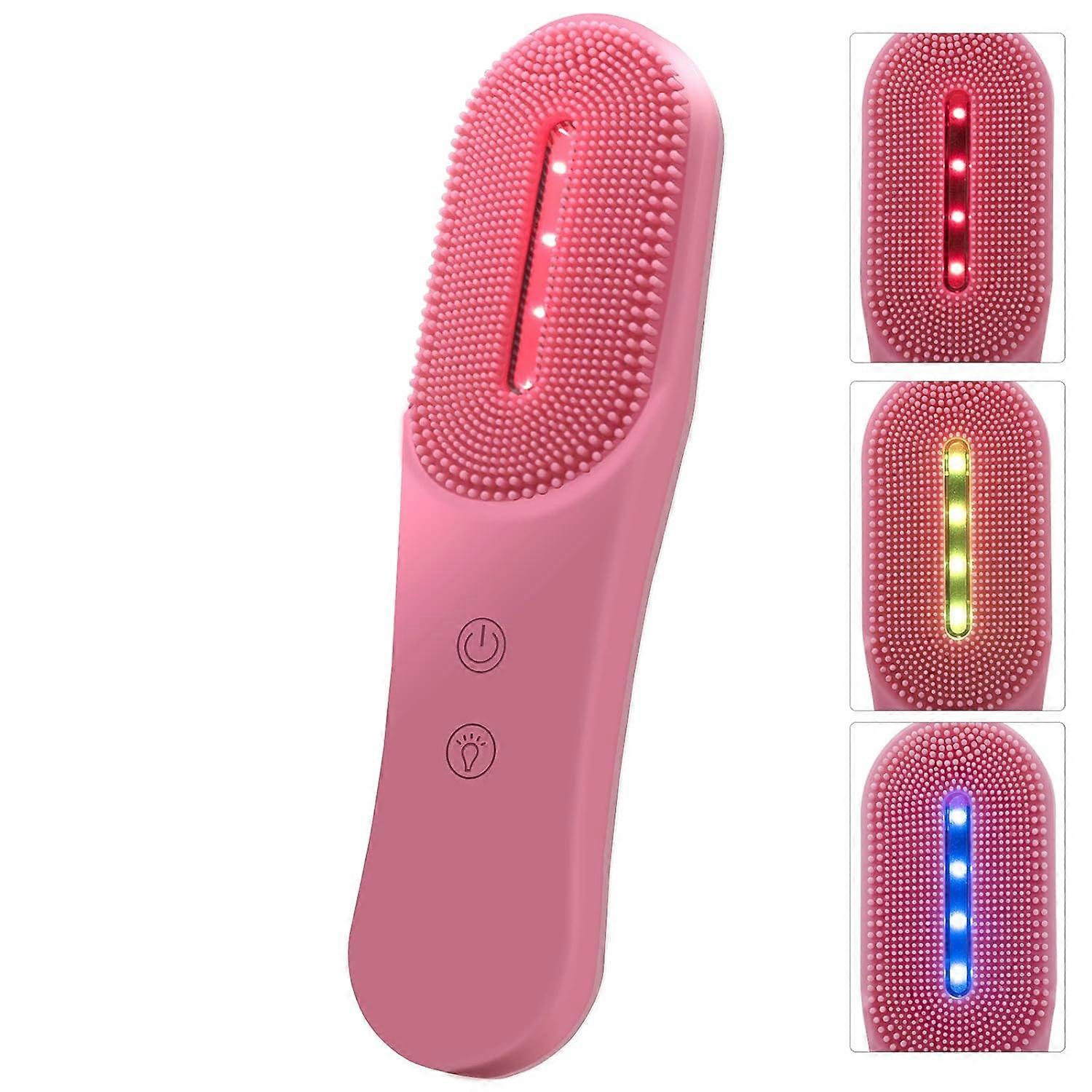 Adjustable Intensity Levels Facial Cleanser, Vibrating Silicone Brush For Gentle Effective Cleansing And Exfoliation, Rechargeable With Cold And Hot