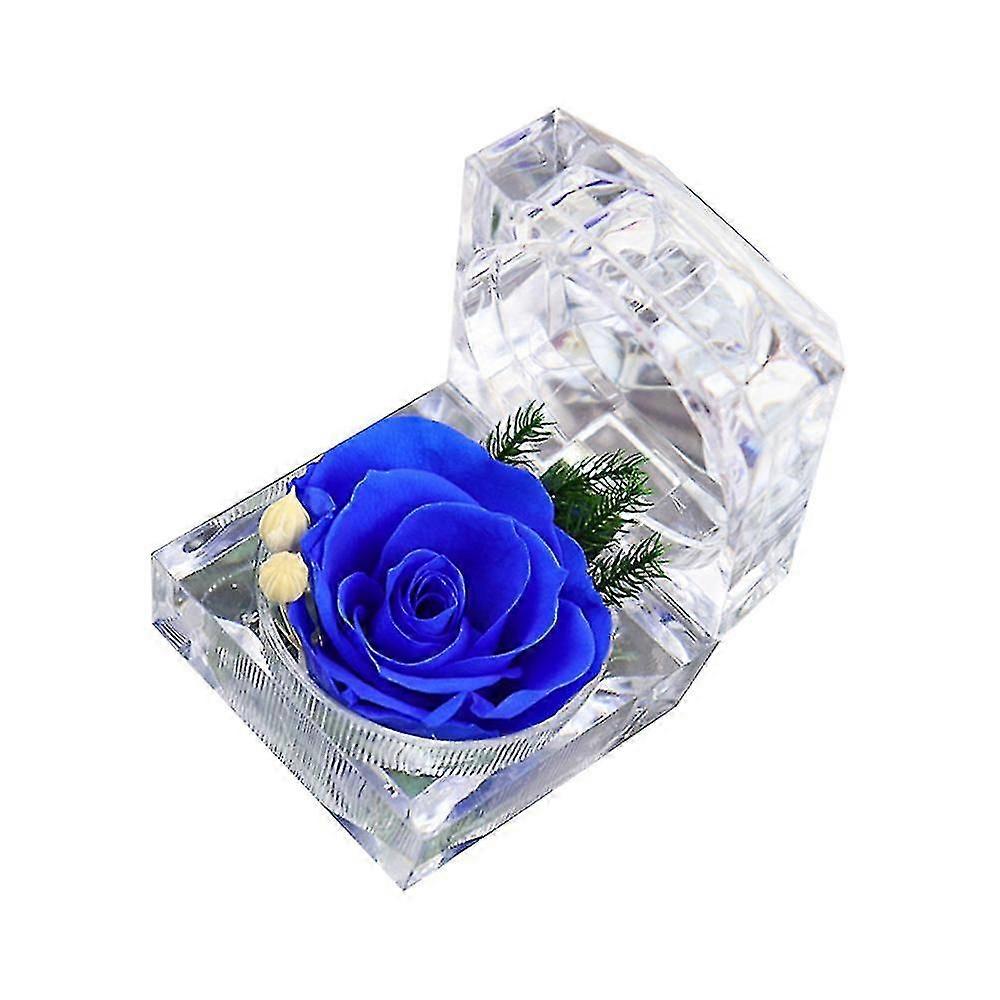 Real Preserved Rose Forever In Mini Clear Ring Box, Gifts For Anniversary,valentines,xmas, Birthday