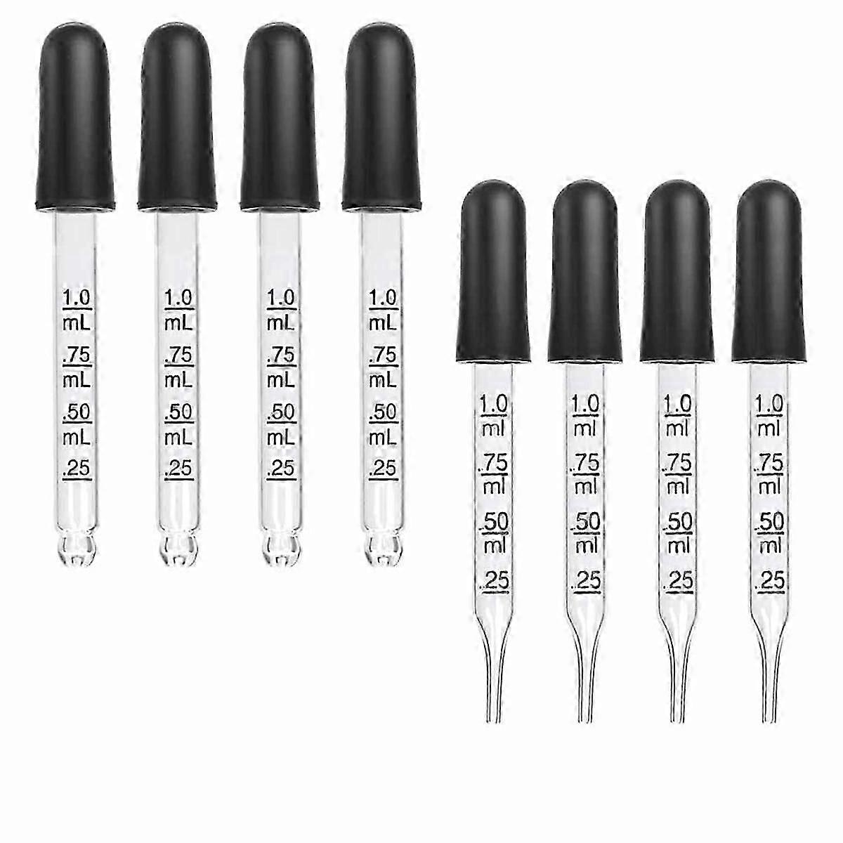8pcs 1ml Compte-gouttes, Compte-gouttes en verre avec mesures Pipettes Compte-gouttes avec tête en caoutchouc Pipette en verre pour médecine-Yvan