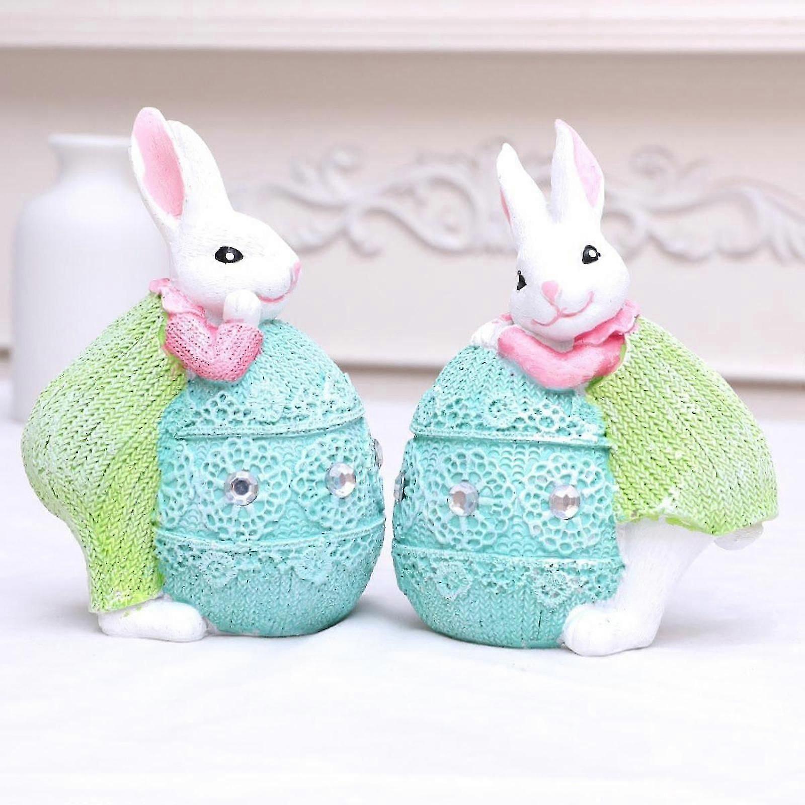 Easter Bunny Figurine Decorative Tabletop Ornament for Bookshelf Desk Offic