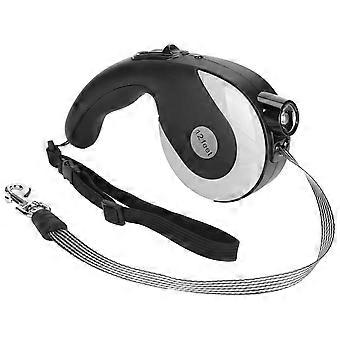 Retractable Dog Leash Pet Walking Leash with AntiSlip Handle LED Light and Metal Hook(Black Gray )