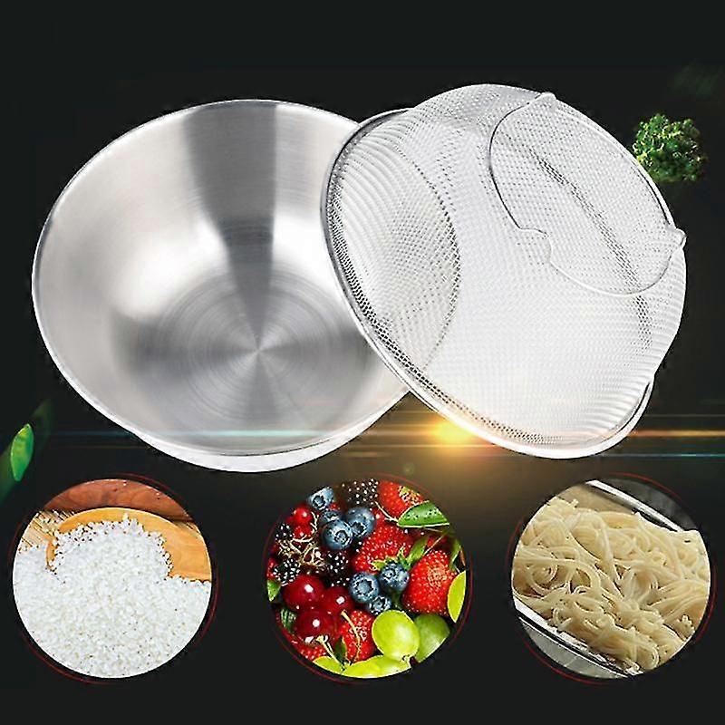 Stainless Steel Kitchen Strainer Basket with Storage Bowl, Stackable Kitchen Organizer