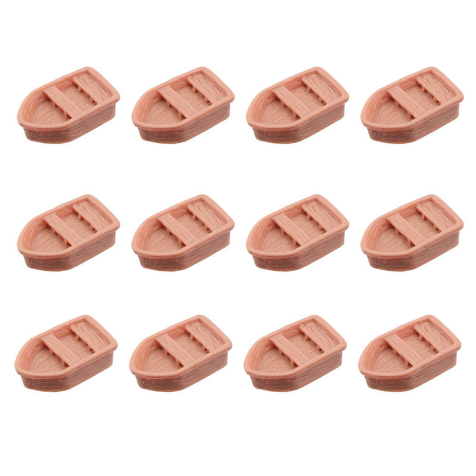 12pcs Simulated Resin Boat Toy Lifelike Boat Model Resin Craft Miniature Sailboat Model