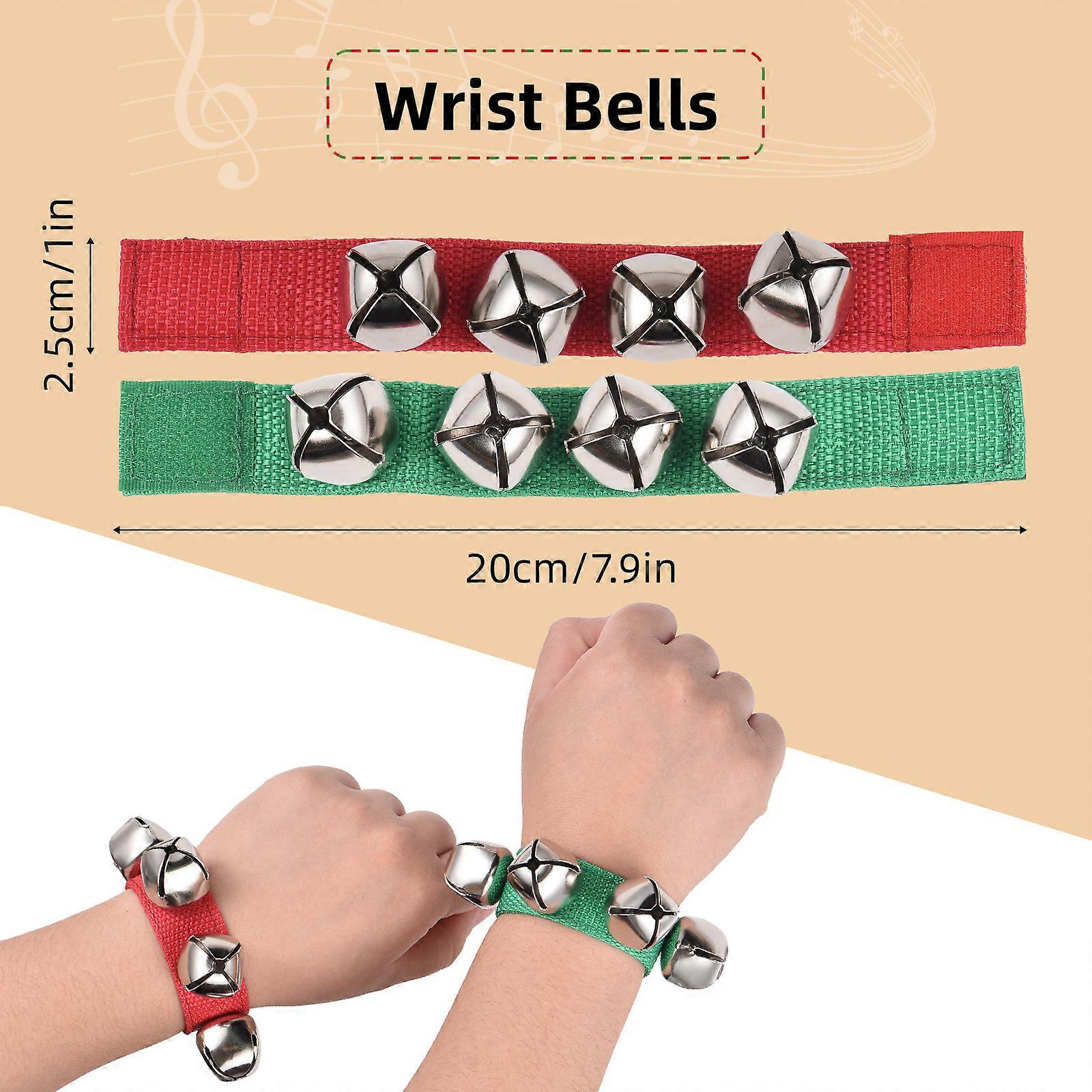 8pcs Jingle Bells Wrist Bells Musical Instrument Christmas Wrist Bell Percussion Music Rhythm for School Music Parties Favors Gifts