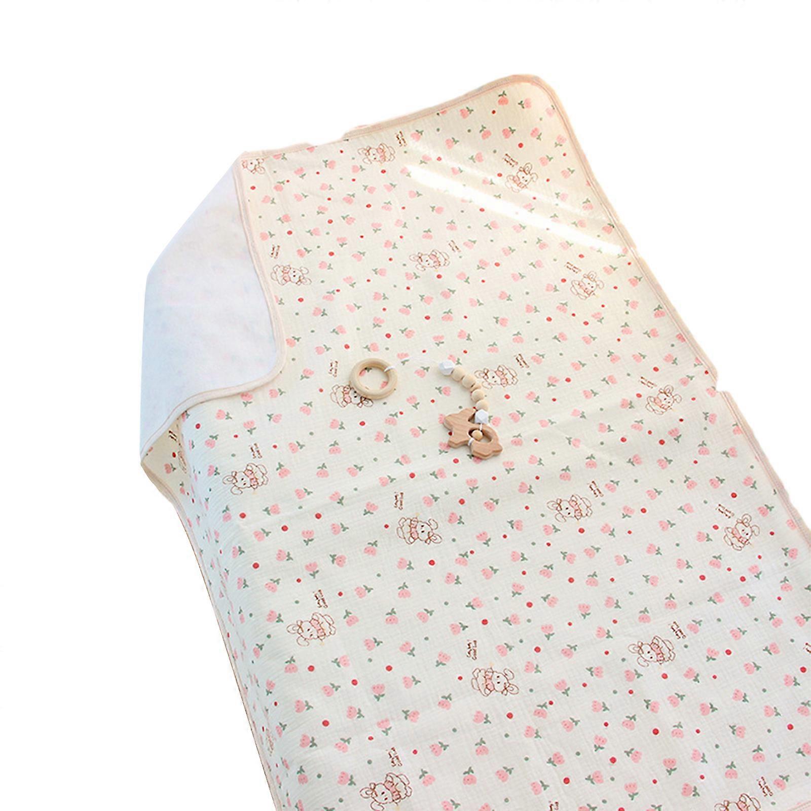 حصيرة بولة قابلة للغسل للأطفال مقاومة للماء ودائمة تغيير الوسادة ورقة بسيطة الفراش حامي للماء تغيير الوسادة زهرة أرنب متوسط