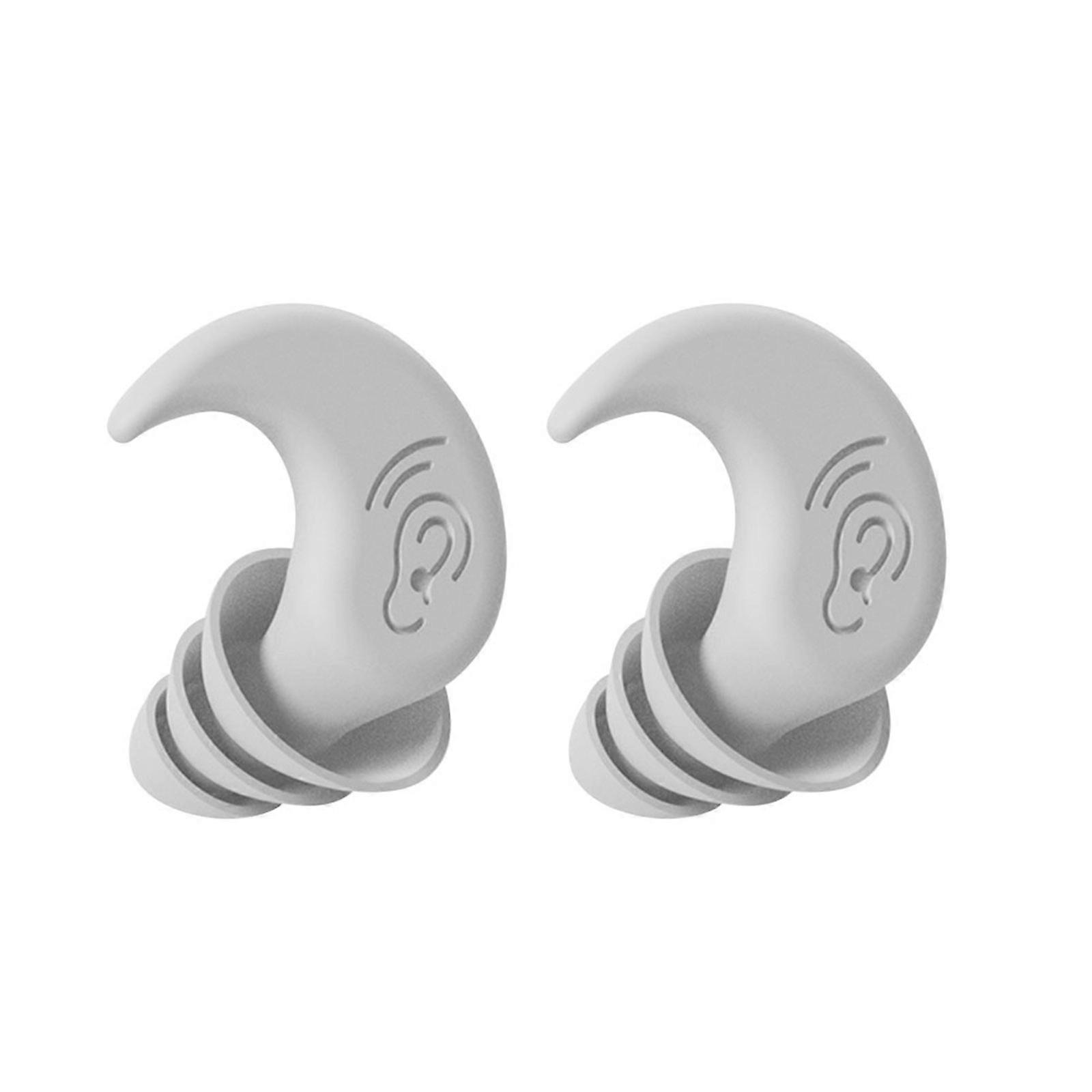 1Pair Noise Reduction Silicone Eartip Three-layer Earplugs Anti-noise Hear Protect Ear Plugs for Sleep at Ease Working Glacier White