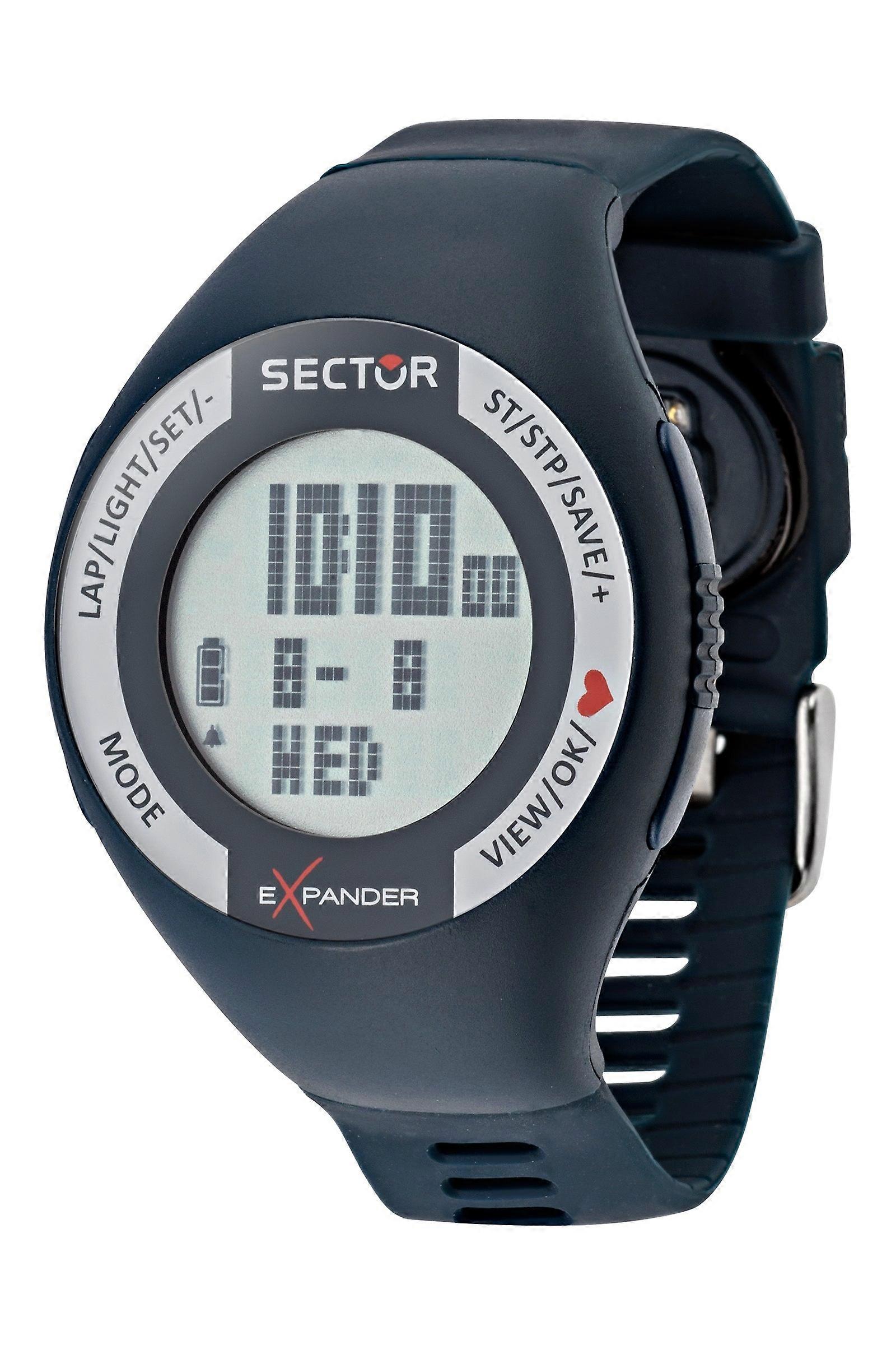 Sector Cardio R3251473002 Unisex Digital Heart Rate Monitor Watch - 47mm Blue Resin Case, Black Silicone Strap