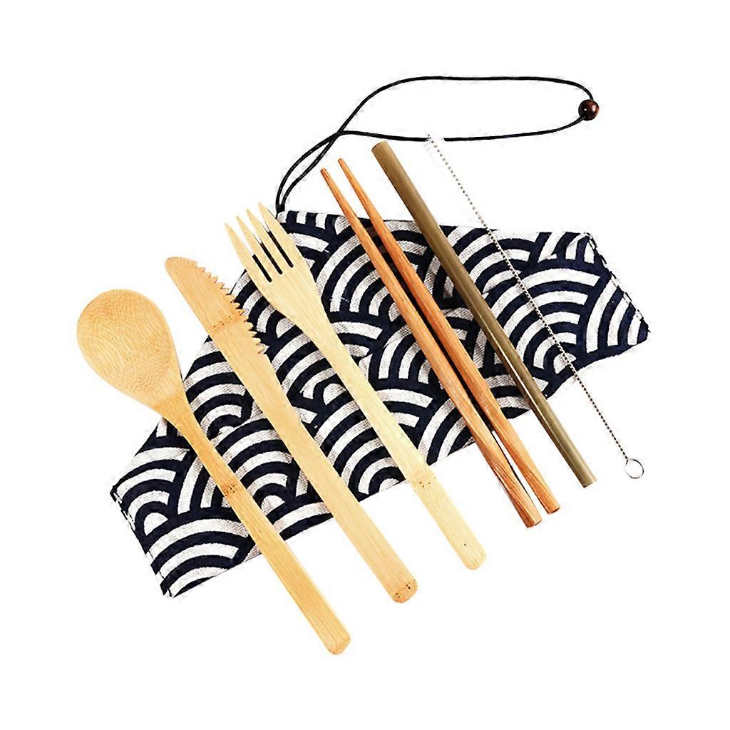 Portable Cutlery Travel Fork Spoon Set Include Reusable Bamb Practical