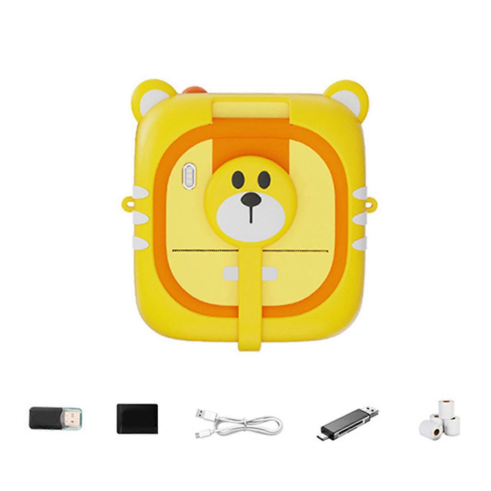 ABS Body Kids Camera with 2.4inch Display Screen Instantly Print Functionality for Photographer 4Roll Print Paper Cable Yellow