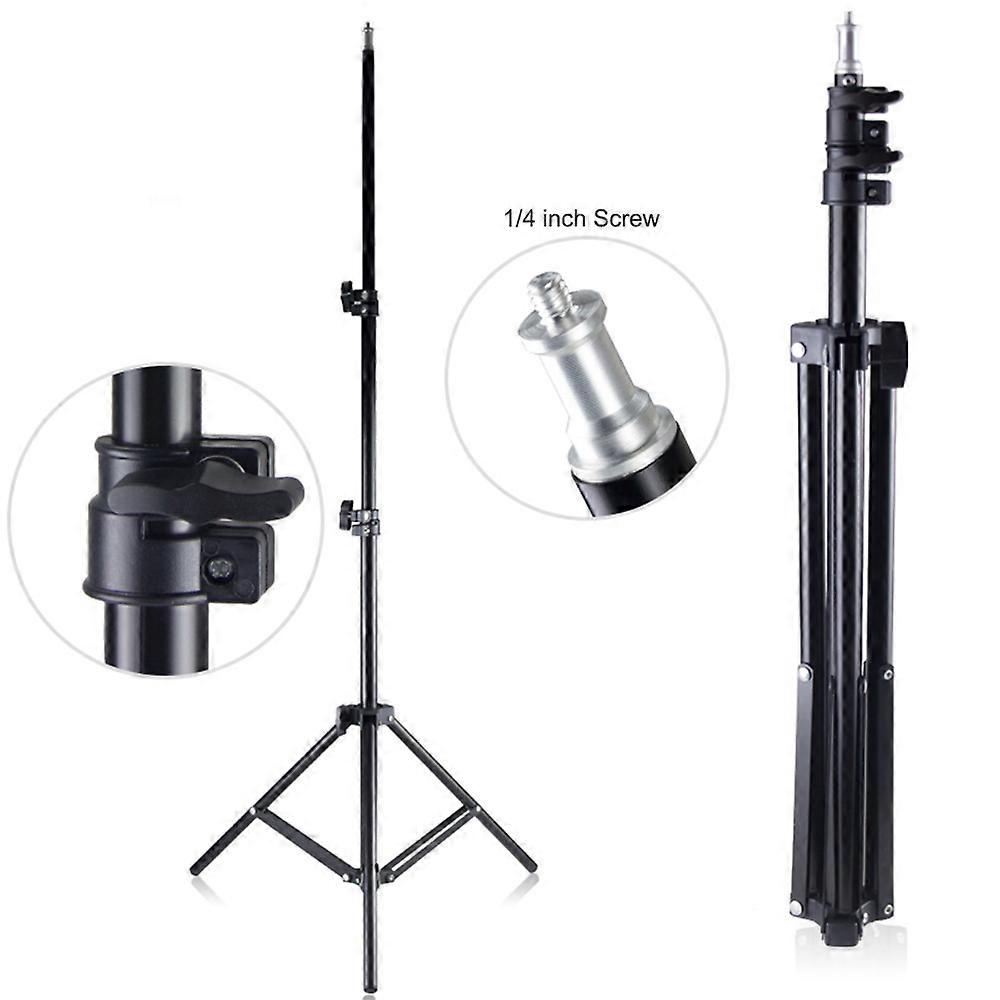Adjustable Metal Tripod Stand, Max Height 1.6m (5.2ft), with 6.35mm (1/4 inch) Screw, for Photo Video Studio LED Light, Umbrella Ring Light.