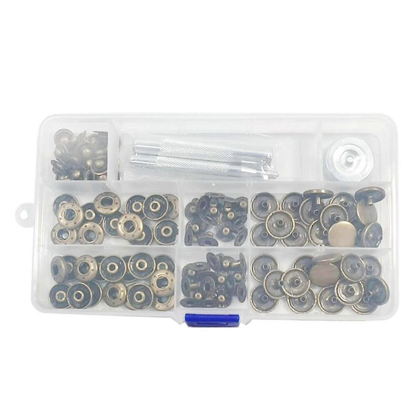 Metal Buttons Set, 15mm Leather Button Fasteners with Install Tool for Leather Jeans