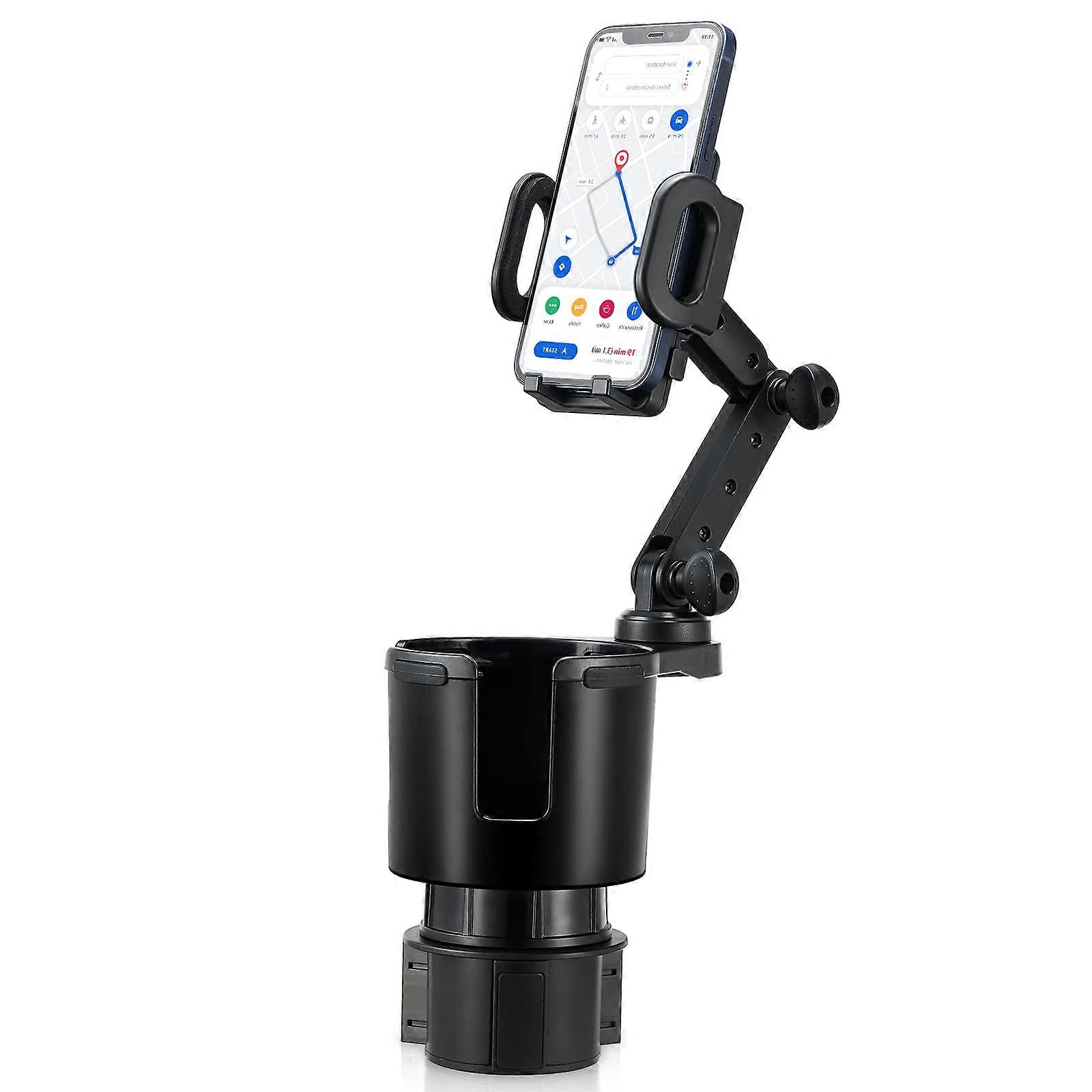 Adjustable Car Cup Holder Phone Mount, 360° Rotating Universal Smartphone Holder Compatible with iPhone and All Smart Devices