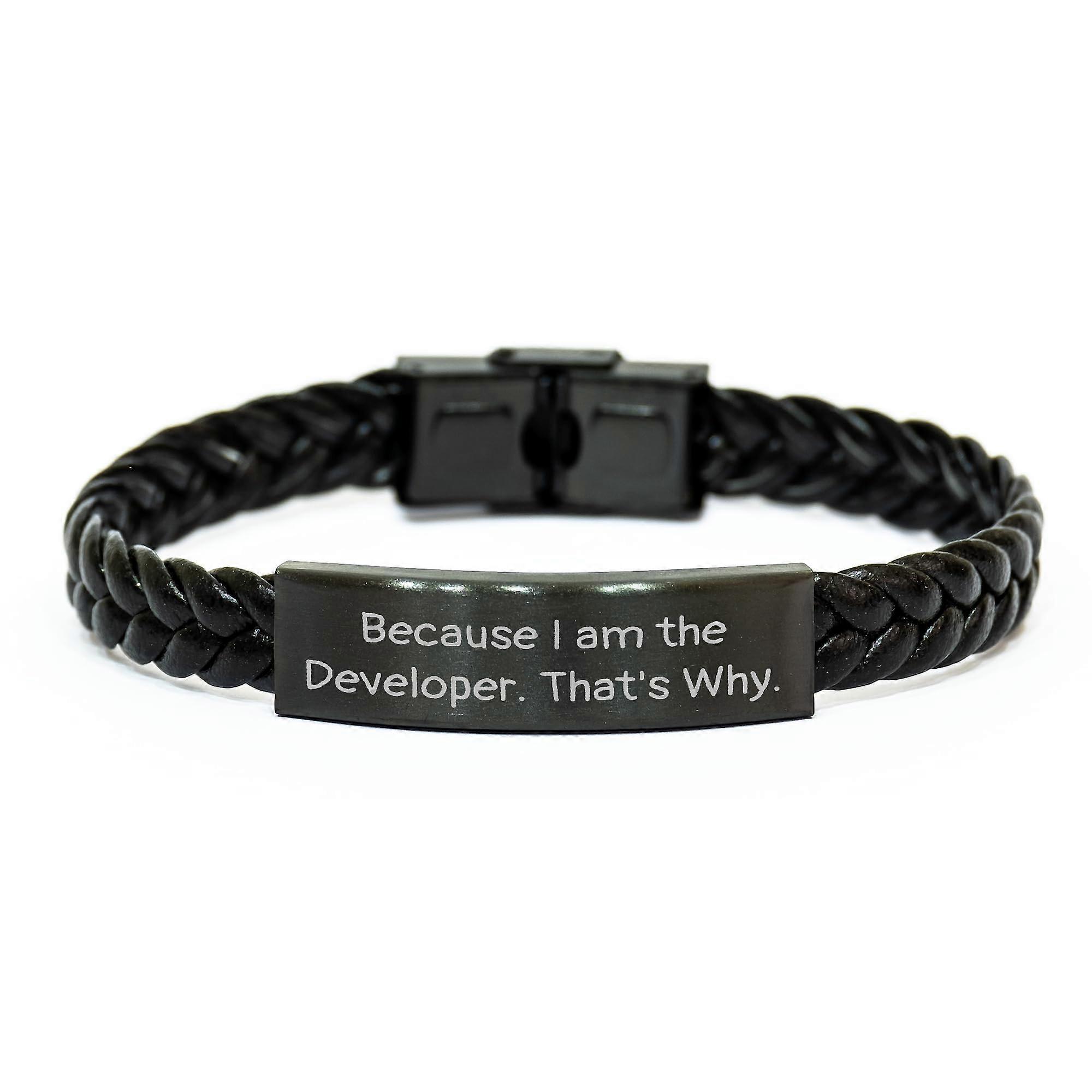 Developer's Proud Interlaced Leather Bracelet Gift For Developers And Developer Friends Birthday Gift For Men