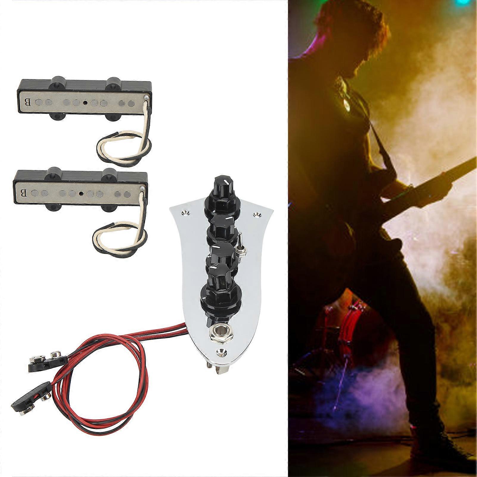 4 String Noiseless Pickup Set with Wired Bass Control Plate