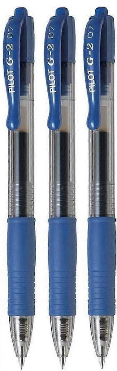 G2 07 Blue Gel Pen, 0.7 mm Tip, Smooth Writing, 0.39 mm Line Width, 3-Pack BL-G2-7