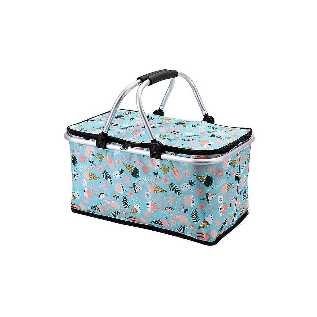 Picnic Basket Hand Transport Folding Insulated Picnic Bag For Camping And Shopping Color B