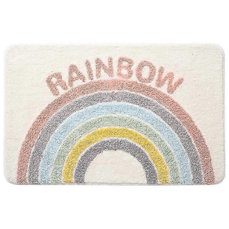 Rainbow Flocking Bath Mat, Bathroom Rug,24"x 16"