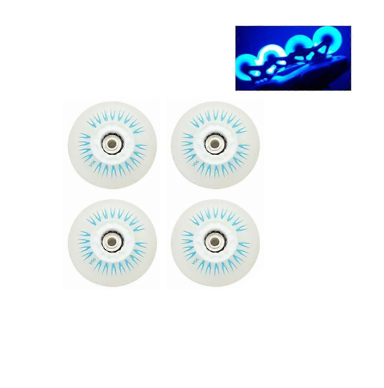 Light Up Roller Skate Wheels With Bearings - LED Glow In The Dark Inline Wheelset Replacement For Kids Adults Teens