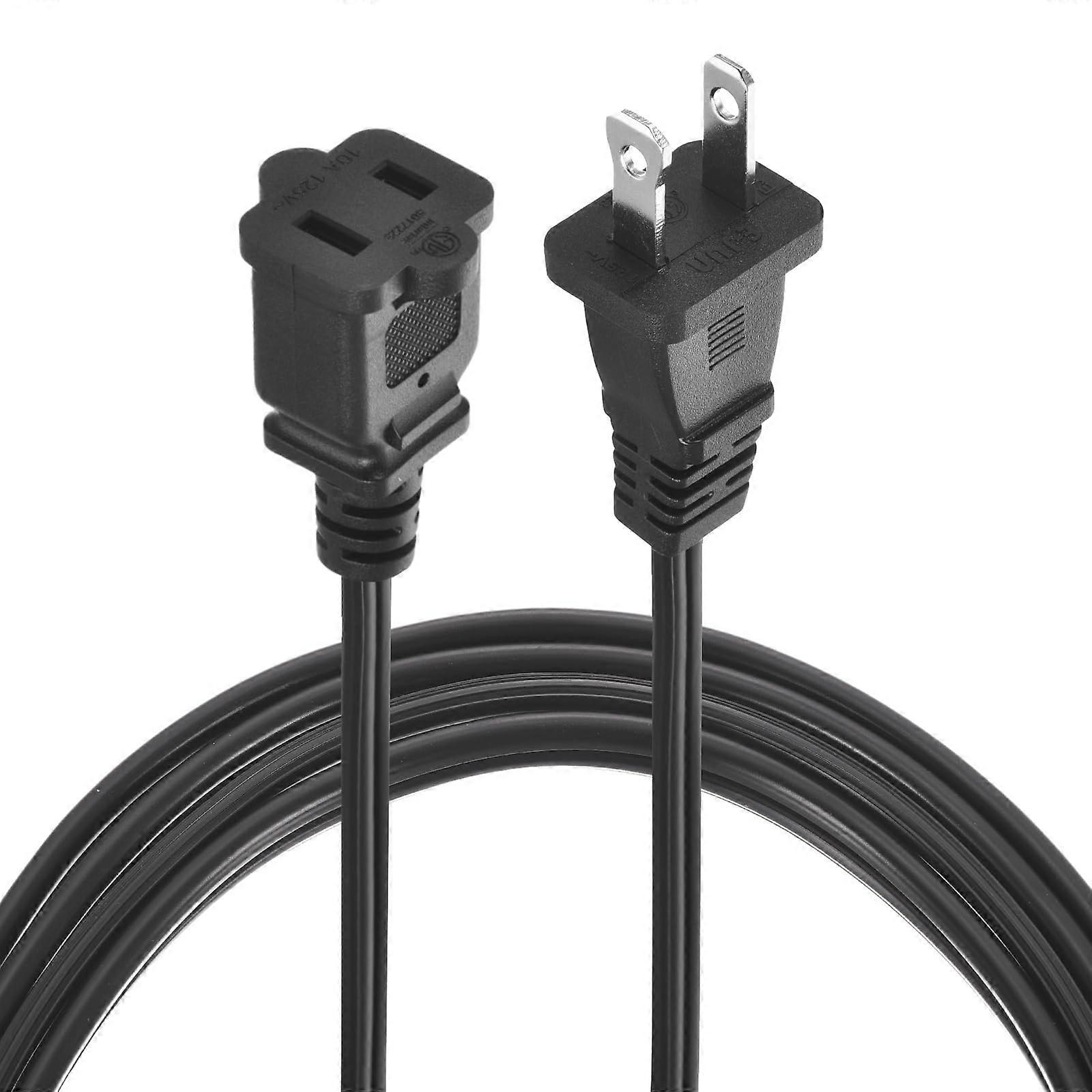 6.5Ft Extension Cord SPT-2 18AWG ETL Listed, 3-Pack, Black, Indoor/Outdoor, Low-Profile Plug, 2-Prong NEMA 1-15P to 1-15R