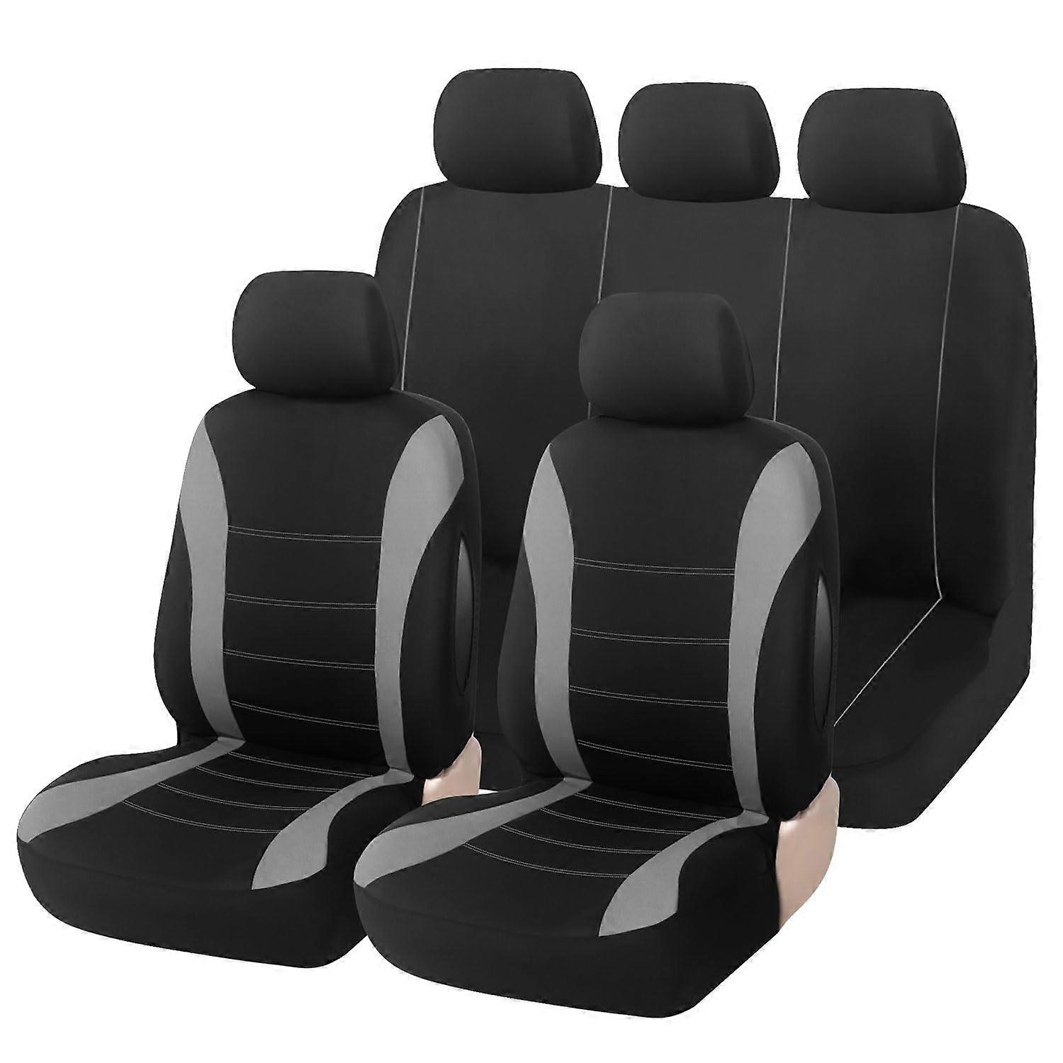 Car Seat Covers Breathable Fabric With Composite Inside Sponge Airbag Compatible Full Set Gray Front And Rear Seats