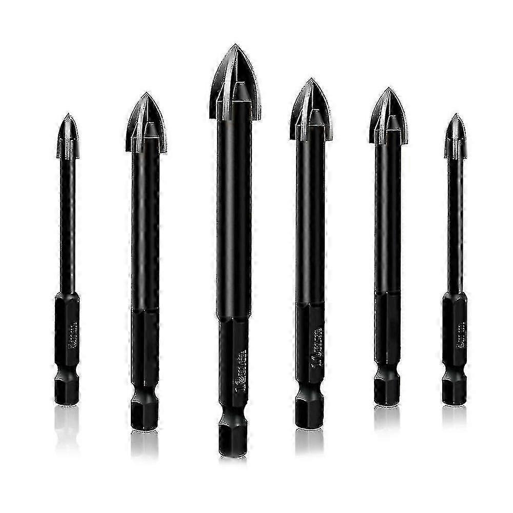 6 Pcs Universal Drill Bit Set Carbide Drill Bit Multifunctional Drill Bits Glass Ceramic Full Ceramic Tile Wall Wood Hole Punch Drill Bits Set