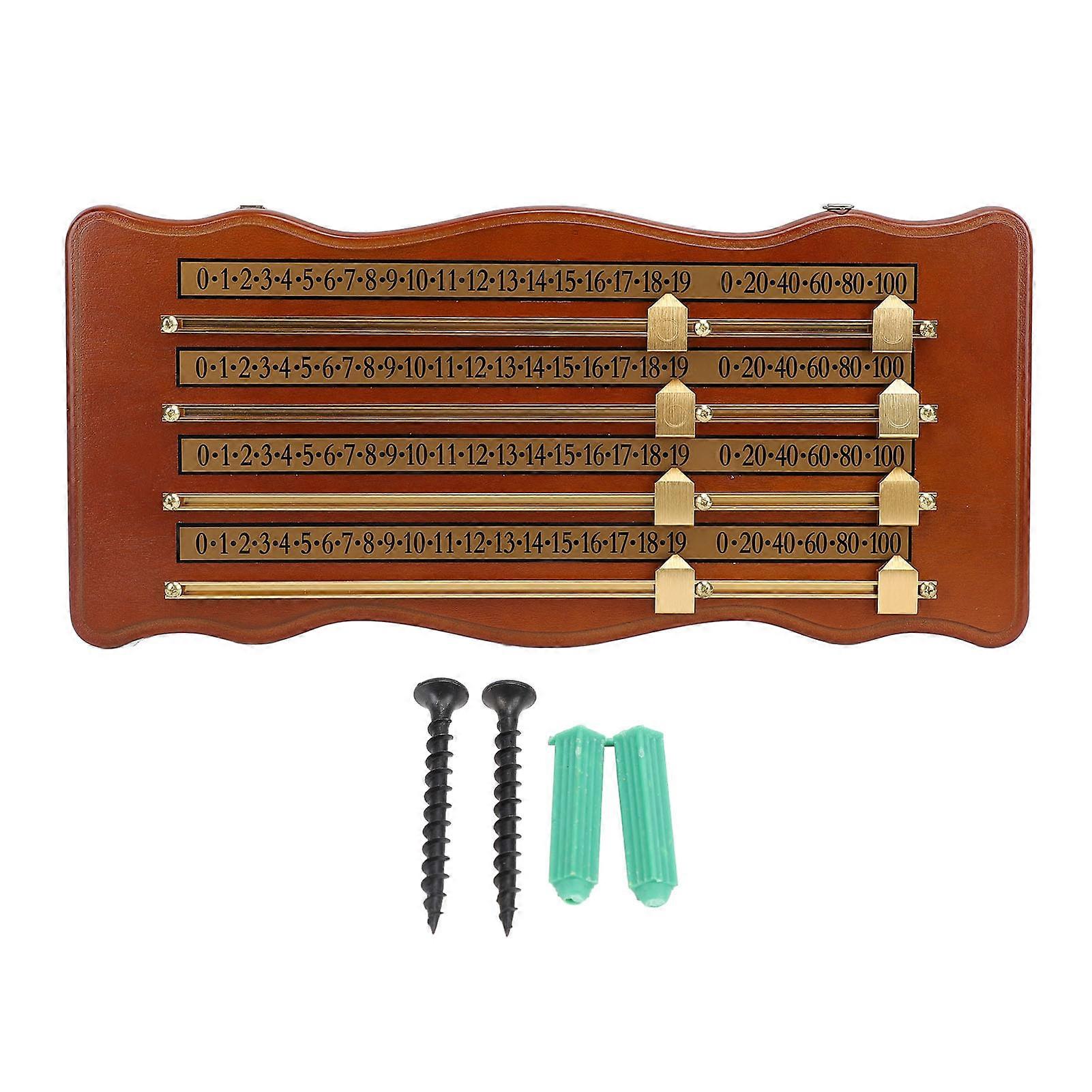 Billiards Scoreboard Club Accessories High Density Wood Material 4 Track Snooker Scoring Board Brown