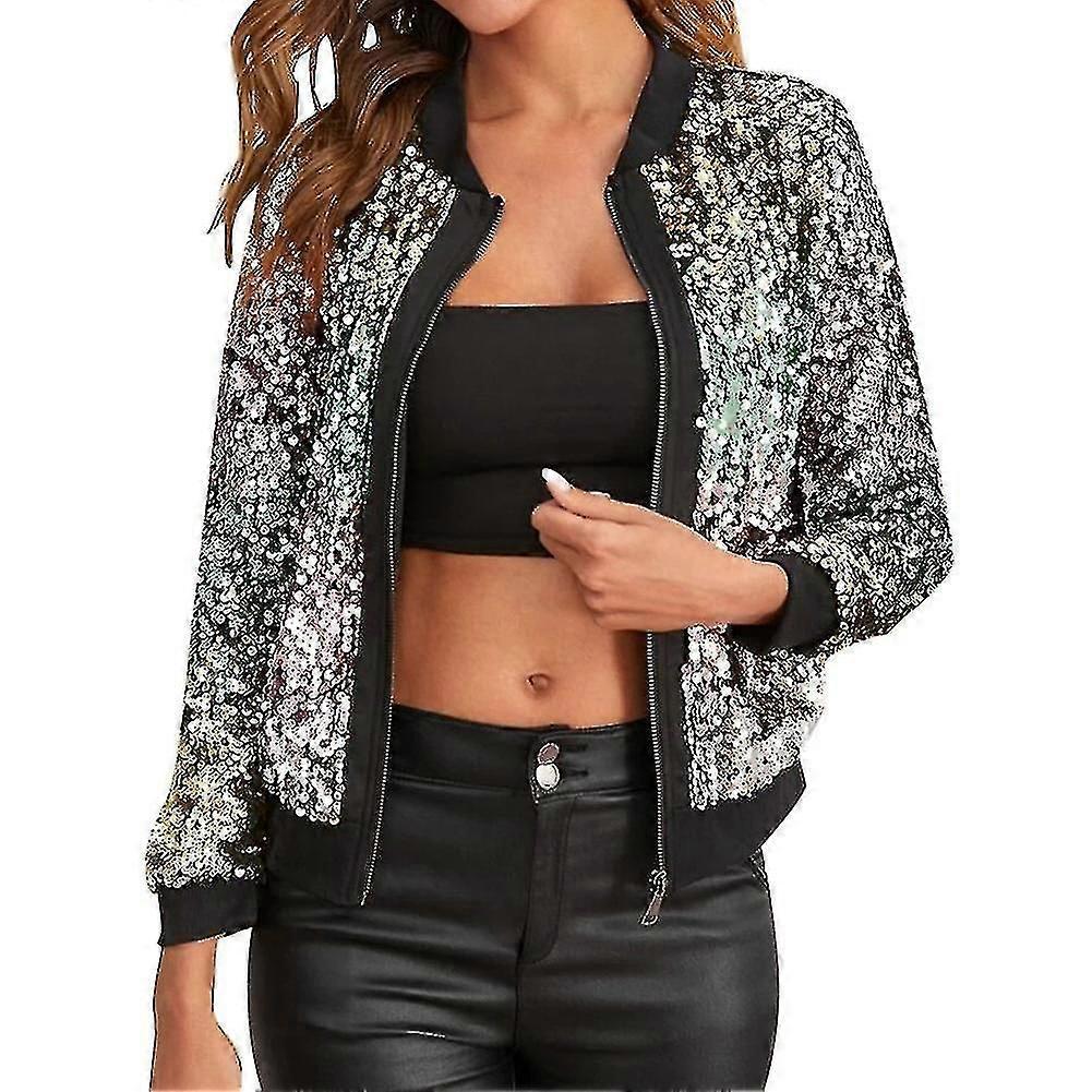 Women's Sequin Panel Multicolor Metallic Style Jacket