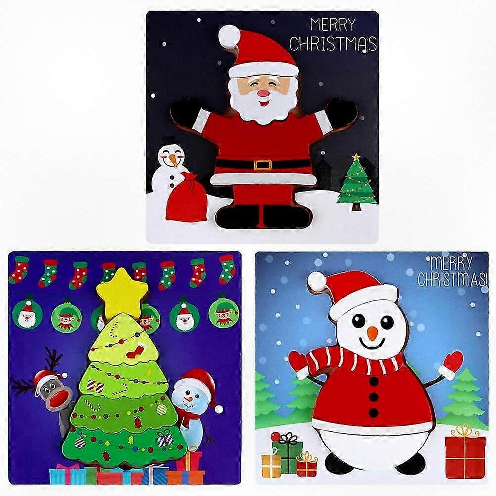 3 Sets of Educational Wooden Christmas Puzzles for Kids - Fun Jigsaw Toys to Enhance Intelligence and Learning