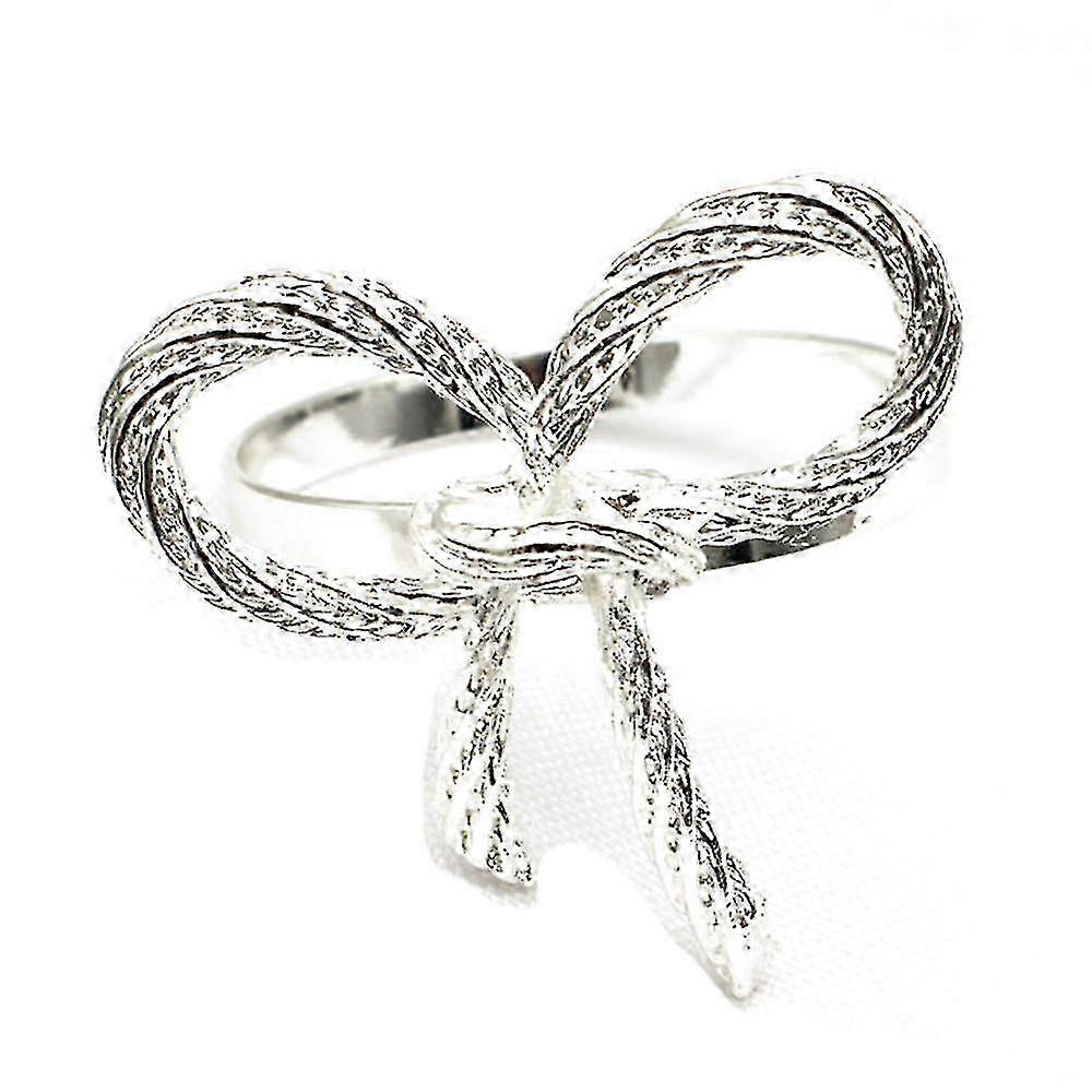 Set di 10 portatovaglioli decorativi in argento con elegante design a fiocco a farfalla, perfetti per occasioni speciali e per la tavola