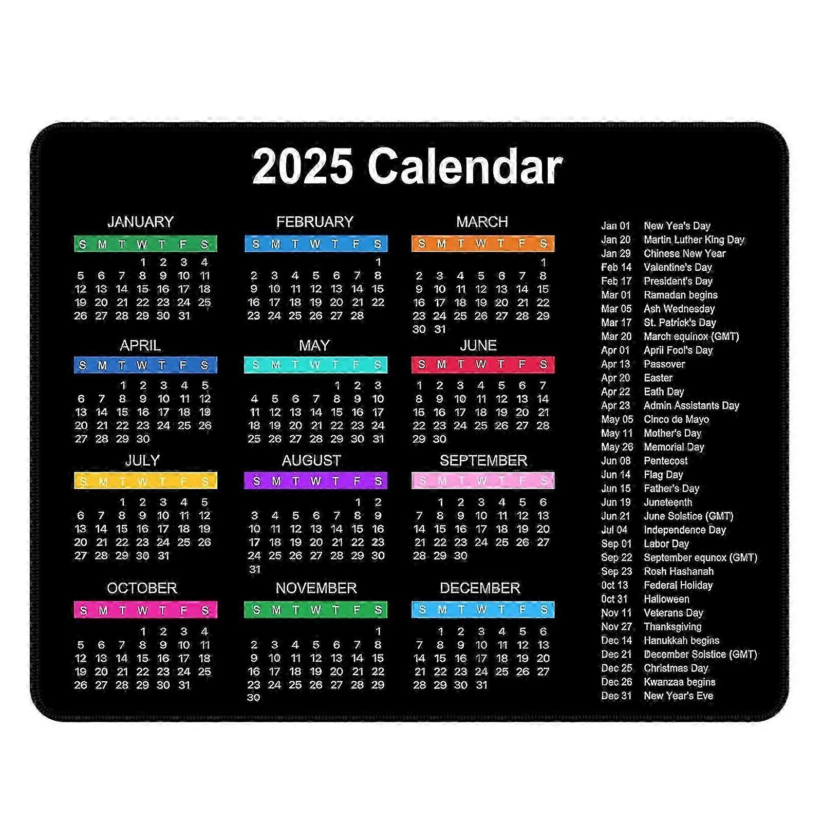 Dapesuom 2025 Calendar Mouse Pad Computer Mousepad With Stitched Edges For Wireless Mouse Waterproof Mouse Mat With Non-slip Rubber Base Ergonomic Mou