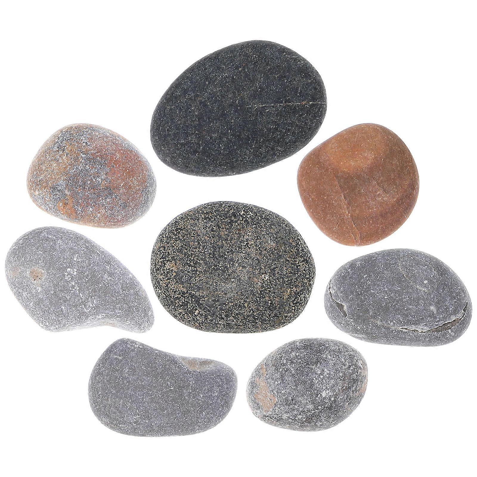Mixed Color Hand Painted Drawing Stones 8pcs Polished Pebbles for DIY Art Crafts and Garden Decor Projects
